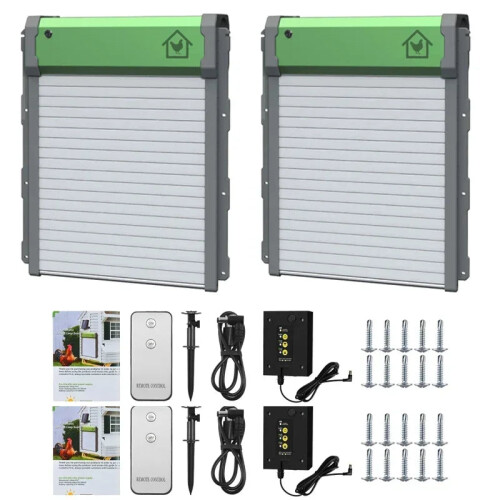 Smart Solar-Powered Automatic Chicken Coop Door with Remote Control & Timer (2-Pack)