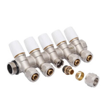 Durable 2-Way & 6-Way Brass Water Manifolds with Stop Valves and 16 Adapters