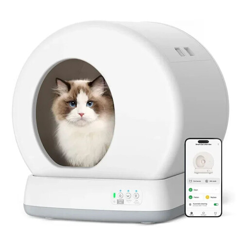 Smart WiFi-Enabled Fully Enclosed Automatic Cat Litter Box with Self-Cleaning Sandbox System