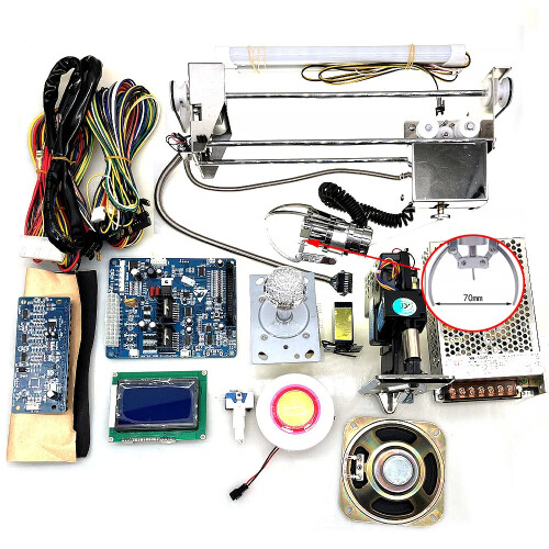 DIY 30cm Mini Claw Crane Vending Machine Kit with LCD Game Board, LED Joystick, Sensor, and Coin Acceptor