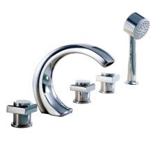 Vidric messing chroom waterval badkraanmengkraanset met handdouche - 3 hendels, 5 gaten