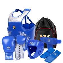 Pro Boxing & Sanda Protective Gear: 6-Piece Set with Head Guard, Chest Protector, and Gloves