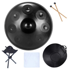 22-Inch Steel Tongue Drum in D Minor - Perfect for Yoga & Meditation, 9 Notes, 432Hz & 440Hz Tuning, I for Beginners