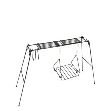 Versatile Mobi Garden Folding BBQ Grill & Cast Iron Shelf with Outdoor Tableware Rack and Wood Stove for Winter Camping