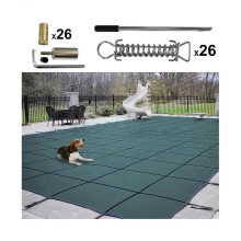 Premium Green Mesh Inground Pool Safety Cover for Winter – Solid Rectangle Design