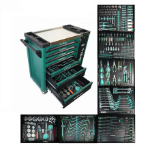 Zware 7-ladige metalen gereedschapswagen met mechanisch reparatiegereedschap