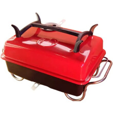 Compacte houtskoolbarbecue en smoker voor kamperen, tailgaten en reizen - draagbare tafelbarbecue met emaille afwerking