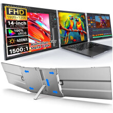 Xianwei Draagbare Drievoudige Monitor: 14-15 Inch Opvouwbaar Dual Screen voor Laptop - Perfect voor Kantoor, Reizen en Gaming