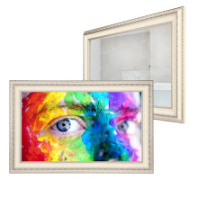Souria 27-Inch Waterproof Mirror Frame TV with Alexa & WiFi - Ivory Frame, White WebOS System for Hotel Bathrooms