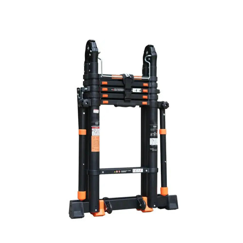 Versatile 3.7m/4.1m Aluminum Telescopic Folding Ladder - Anti-Tilt, Multi-Purpose Design