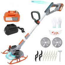 21V Cordless Electric Weed Eater with LED Display - Retractable Brush Cutter for Lawn, Yard, and Garden