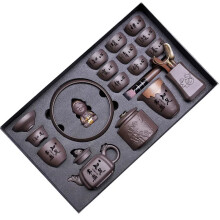 Luxe Yixing paarse zand theeset - Hoge capaciteit theepot en theekopje collectie in elegante cadeaudoos