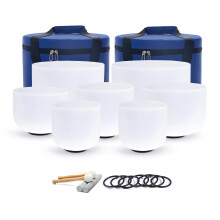 7-delige kristallen zangbowl chakra-set (15-30 cm, 440Hz & 432Hz) met stevige draagtas voor meditatie, yoga en energiewellness