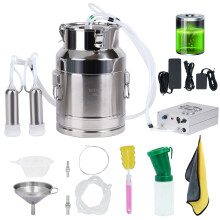 Efficient 15L Electric Goat Milking Machine with Pulsating Vacuum Pump and Stainless Steel Milker Bucket - 220V