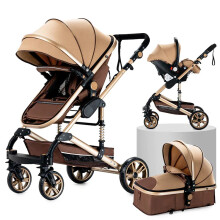 Premium 3-in-1 Luxe Babywagen: Draagbare, Opvouwbare Hooglandschap Kinderwagen voor Pasgeborenen