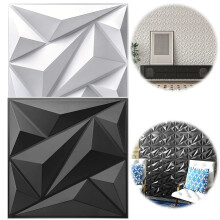 3D Diamond Wall Panels - Black & White Mural Tiles for Living Room, Gaming Room, TV Backdrop (50-100pcs)