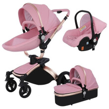 Luxe 3-in-1 hoogland babywagen - opvouwbaar, waterdicht, met één hand te duwen