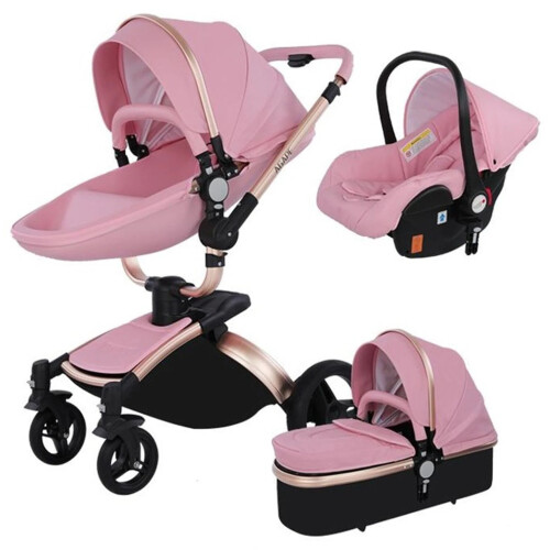 Luxury 3-in-1 High Landscape Baby Stroller - Foldable, Waterproof, One-Hand Push