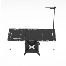 Compact Aluminum Alloy Expandable Camping Table with Foldable Storage, Lamp Post, and Drawer Net