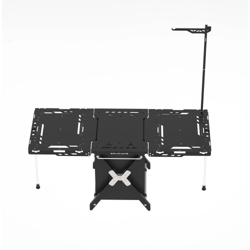 Compact Aluminum Alloy Expandable Camping Table with Foldable Storage, Lamp Post, and Drawer Net