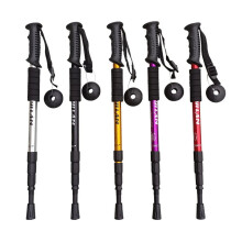 Aluminum Alloy Telescopic Mountaineering Cane with Shock Absorber and Straight Handle