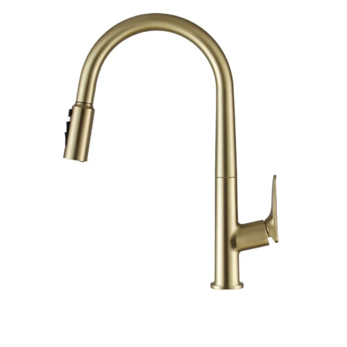 Deluxe Copper & Gold 3-in-1 Kitchen Faucet with Pull-Out Anti-Splash Feature