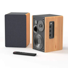 80W Powerful 2.0 Channel TV Sound System with Super Bass - Wood Grain Bookshelf Speaker, Bluetooth, RCA, Optical & USB Inputs