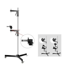 Adjustable 63cm-190cm Gun Grip Light Stand with Wheels - Folding Tripod for Studio Flash, LED Light, Softbox, COB Light (1/4 & 3/8 Screws)