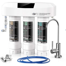Premium onderbouw waterfilteringssysteem met geborsteld nikkel kraan - SP99 model, 0,5 micron filtering voor superieure verwijdering van ver