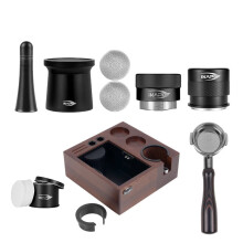 Ikape 9-delige espresso gereedschapset: Premium barista cadeaus met V2 knock box en bottomless portafilter