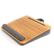 Draagbare bamboe laptop-laptafel met zacht kussen voor bed en bank