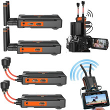 Draadloze HDMI-verlenger - 200m/300m bereik videotransmitter en -ontvanger voor PS4, camera, pc naar tv/monitor met batterijondersteuning