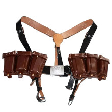 Authentieke Duitse WWII 98k Y-vormige riem en bruin magazijnzakset