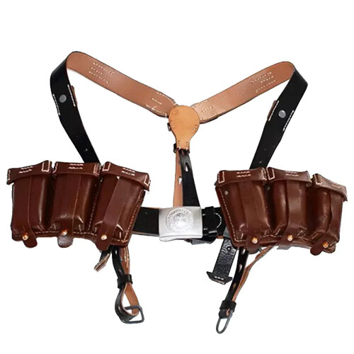 Authentic WWII German 98k Y-Shaped Strap & Brown Magazine Bag Set