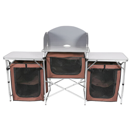 Portable Aluminum Alloy Folding Table: Multi-Functional Outdoor Camping Kitchen with Windproof Stability