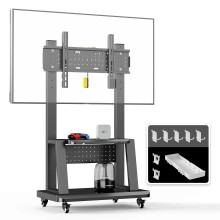 Versatile Height Adjustable Mobile TV Stand with Rolling Cart for 32-75 Inch Screens, Featuring Steel Shelf and Cable Management Platform
