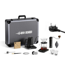 Draagbare 3Bomber Pour Over Koffiezetset met Waterkoker, Weegschaal, Molens en Metalen Doos - Ideaal voor Kamperen en Cadeau