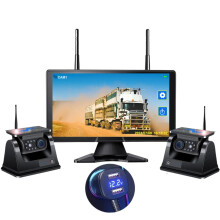 iPoster 10-inch draadloos touchscreen monitor met DVR en zonne-energie back-upcamera voor caravans