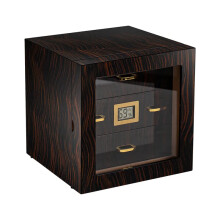 Premium Cedar Wood Cigar Humidor with Sandalwood Finish - Large Capacity, Three-Layer Design with Corrugated Perspective