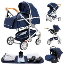 Premium 3-in-1 draagbare kinderwagen met aluminium frame - Hoge landschap vouwbare wandelwagen voor pasgeborenen