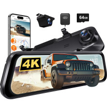 Geavanceerde 4K WiFi Spiegel Dashcam met ADAS en BSD - Wolfbox G850 Pro, 12-inch achteruitkijkcamera, 5,8 GHz spraakbediening