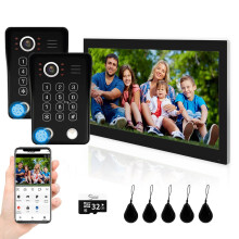 Tuya 7-10 Inch Touch Screen Video Intercom Doorphone with 1080p Wired Doorbell, App Control, Password, Fingerprint, and Card Swipe Monitor