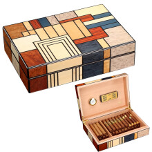 Premium Cedar Wood Cigar Humidor Box with Hygrometer & Humidifier - Elegant Home Smoking Accessory for Puros & Charuto Enthusiasts