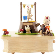 Woodland Melody Houten Muziekdoos - Betoverend Bos Konijntje Ontwerp voor Kinderdag en Verjaardagscadeaus