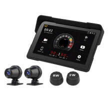 7-Inch 2K HD Motorcycle Video Recorder & Multimedia Player with Wireless CarPlay, Android Auto, GPS Navigation & IPX8 Waterproof Screen