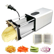 Commercial-Grade Electric French Fry Cutter with Stainless Steel Blades - Versatile Slicer for Potatoes, Carrots, Apples & More