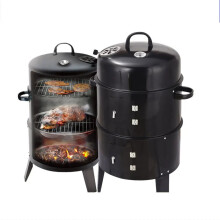 3-in-1 Buitenhoutskoolroker en Grill: Veelzijdige BBQ-oven voor stoven, grillen en roken