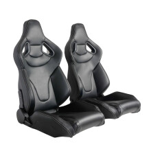 Verstelbare zwarte PVC racekuipstoelen (set van 2) voor sportauto's