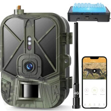 50MP 4K Draadloze Cellulaire Trail Camera met Live Video, Lithiumbatterij en Cloudservice - IP66 Waterdichte Wildlifecamera