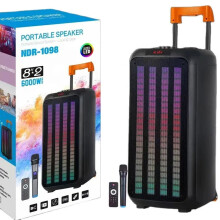 High-Power Outdoor Bluetooth Speaker with Colorful LED Lights and Wireless Microphone - 5000W Peak Power
